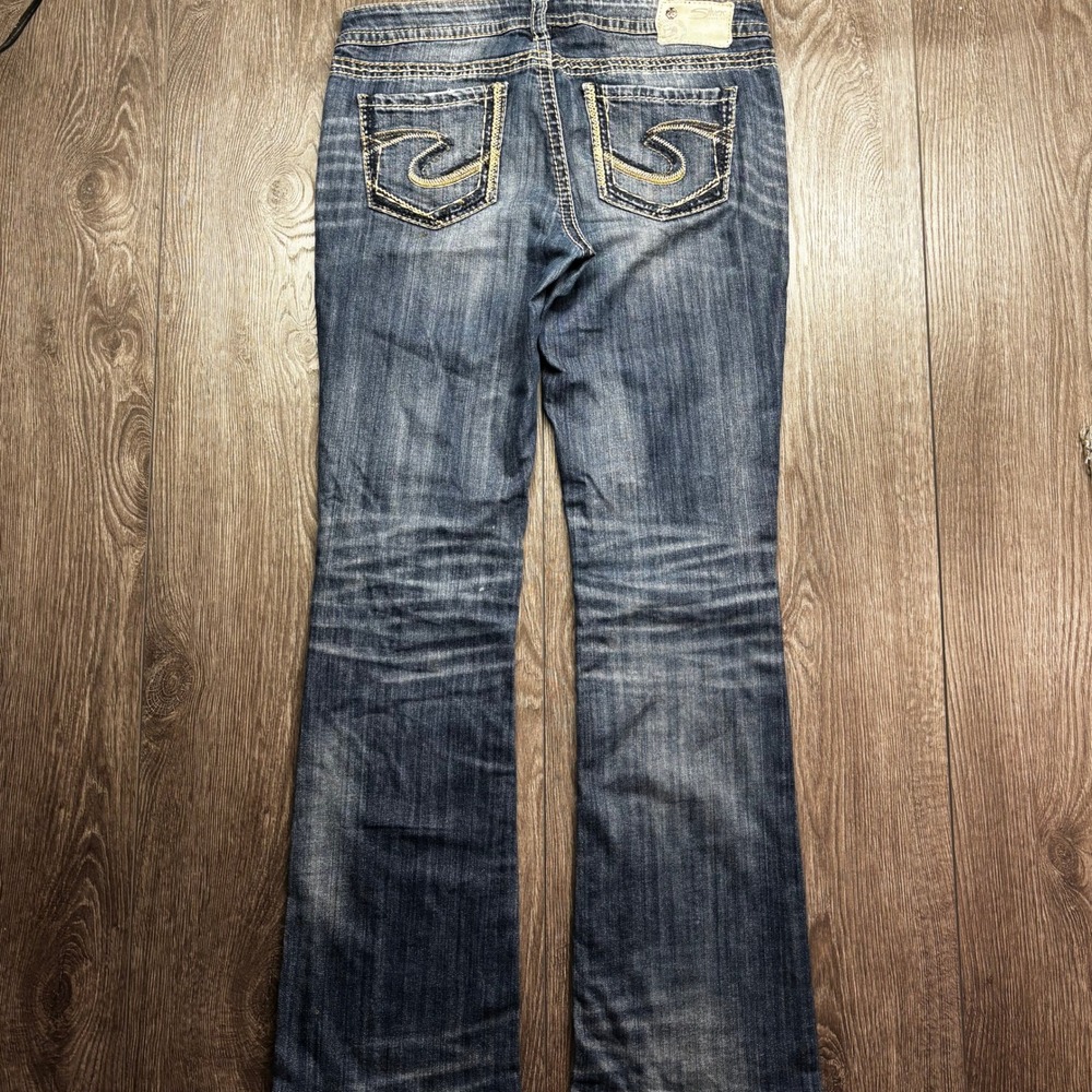 Silver Jeans Co Aiko Mid Rise Bootcut Y2k Jeans Blue Wash W29 L33 Thick Stitch